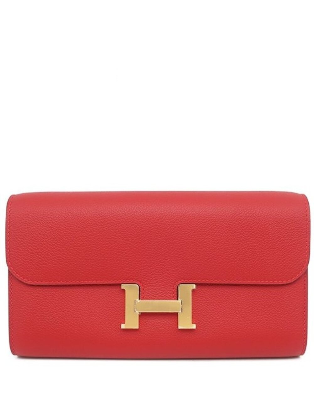 Hermes Wallet Constance Long to Go Evercolor Rouge de Coeur Gold Red